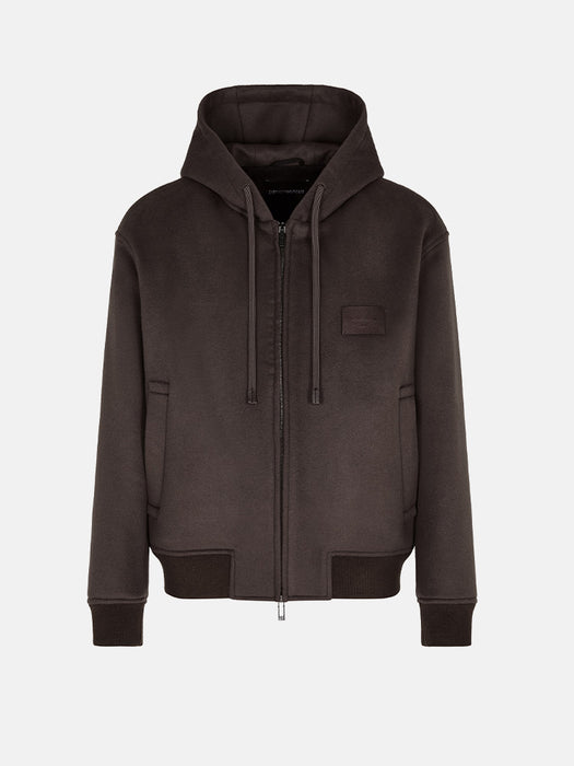 Armani Hooded blouson in virgin wool cloth