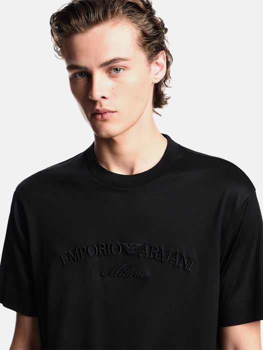 Armani ASV Lyocell-blend jersey T-shirt with oversized eagle embroidery