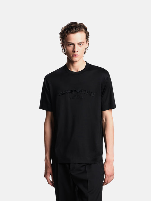 Armani ASV Lyocell-blend jersey T-shirt with oversized eagle embroidery