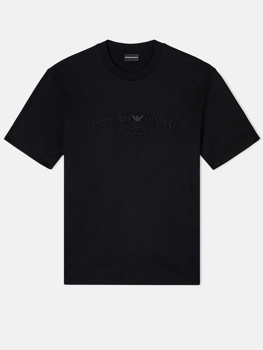 Armani ASV Lyocell-blend jersey T-shirt with oversized eagle embroidery