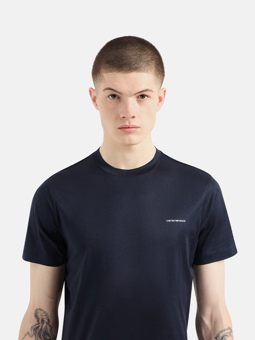 Armani ASV Lyocell blend jersey T-shirt with micro logo lettering