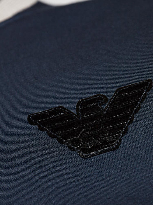 Armani Double-jersey zip-up sweatshirt with bomber jacket collar and eagle patch