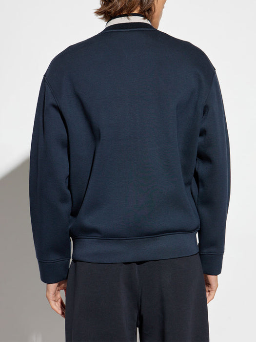 Armani Double-jersey zip-up sweatshirt with bomber jacket collar and eagle patch
