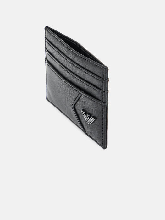 Armani Nappa leather card holder with geometric detail