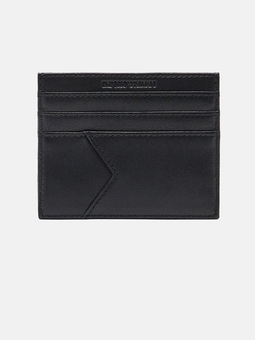 Armani Nappa leather card holder with geometric detail