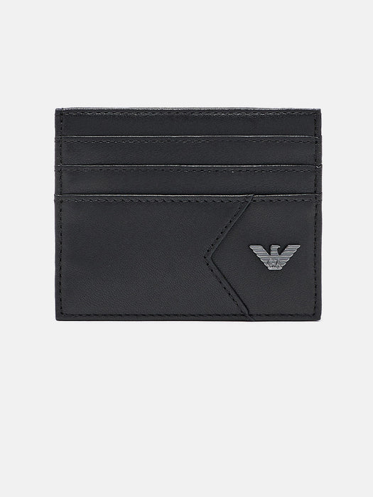Armani Nappa leather card holder with geometric detail