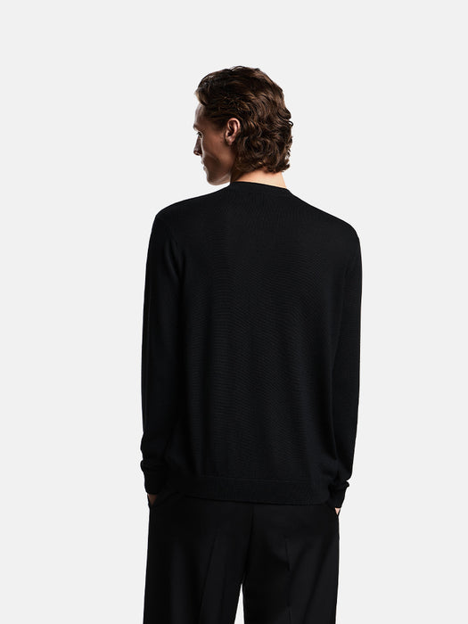 Armani Plain-knit virgin-wool jumper with eagle patch