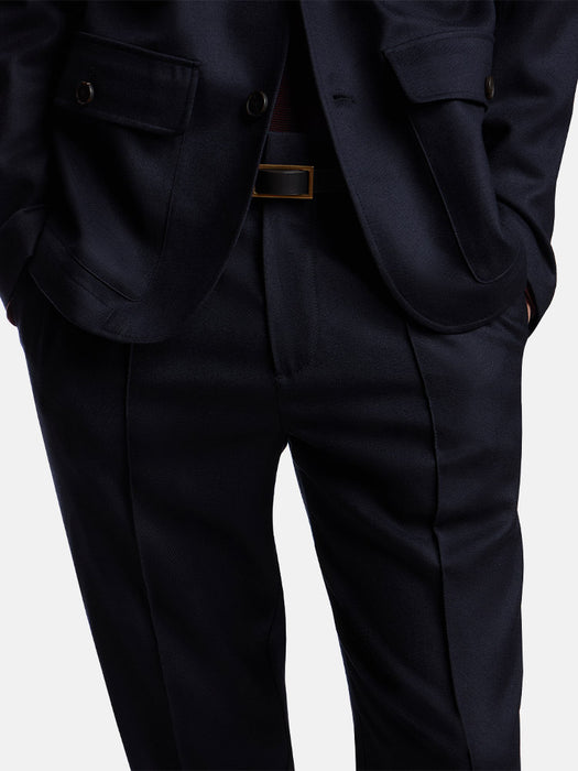 Armani Stretch-twill virgin-wool trousers with ribbing