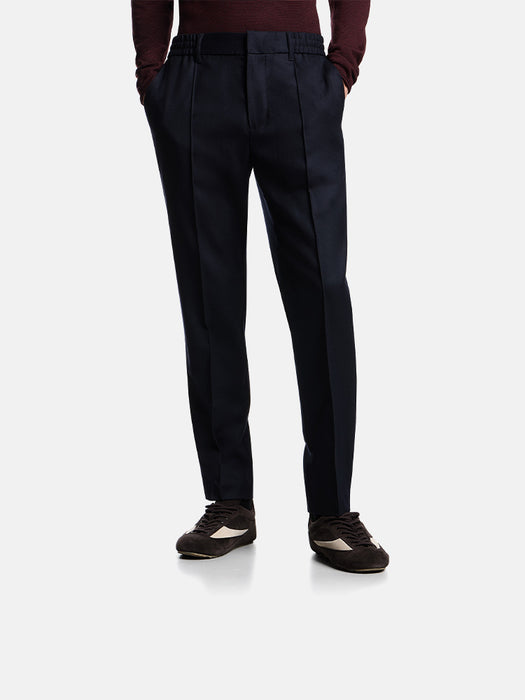 Armani Stretch-twill virgin-wool trousers with ribbing
