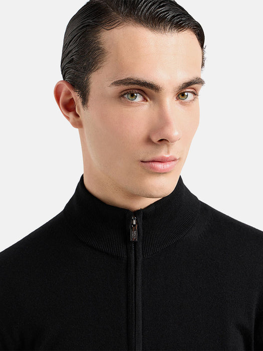 Armani Virgin-wool full-zip cardigan