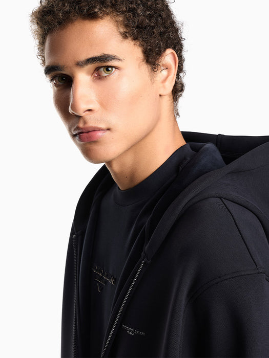 Armani ASV Lyocell-blend bonded jersey zip-up sweatshirt with hood