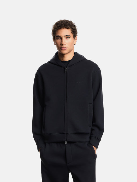 Armani ASV Lyocell-blend bonded jersey zip-up sweatshirt with hood