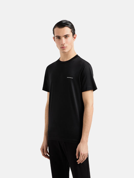 Armani ASV Lyocell blend jersey T-shirt with micro logo lettering