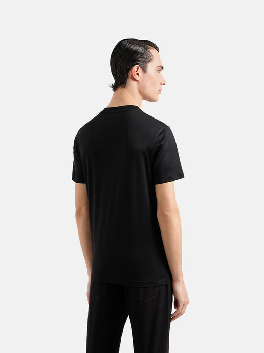 Armani ASV Lyocell blend jersey T-shirt with micro logo lettering