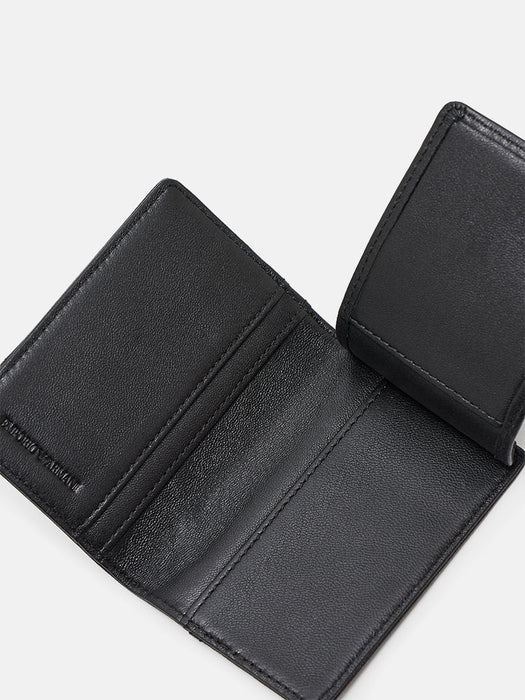 Armani Nappa leather trifold card holder with geometric detail