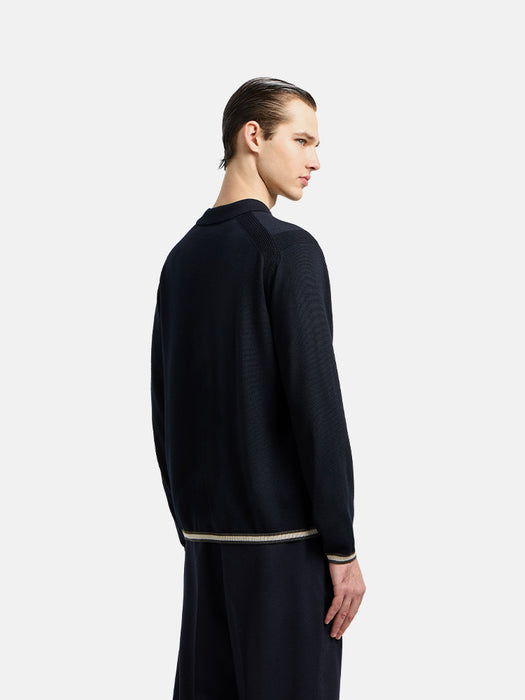 Armani Polo-shirt collar jumper in pure virgin wool