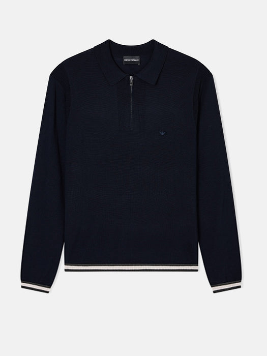 Armani Polo-shirt collar jumper in pure virgin wool