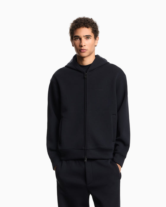 Armani ASV Lyocell-blend bonded jersey zip-up sweatshirt with hood