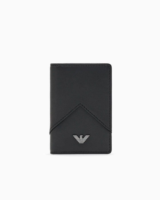 Armani Nappa leather trifold card holder with geometric detail