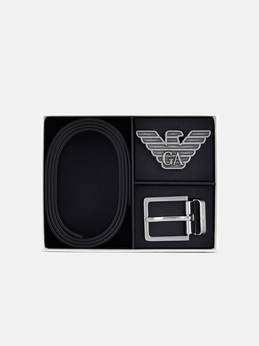 Armani Gift box with reversible belt in Saffiano leather and interchangeable buckle