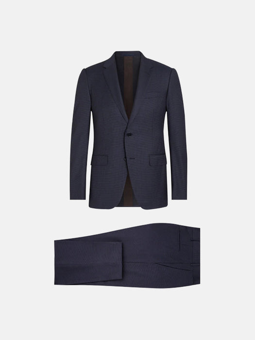 Zegna Micro Pattern Dark Blue Multiseason Wool Suit Drop 7