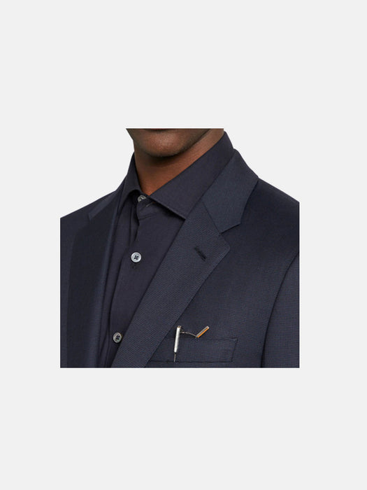 Zegna Micro Pattern Dark Blue Multiseason Wool Suit Drop 7