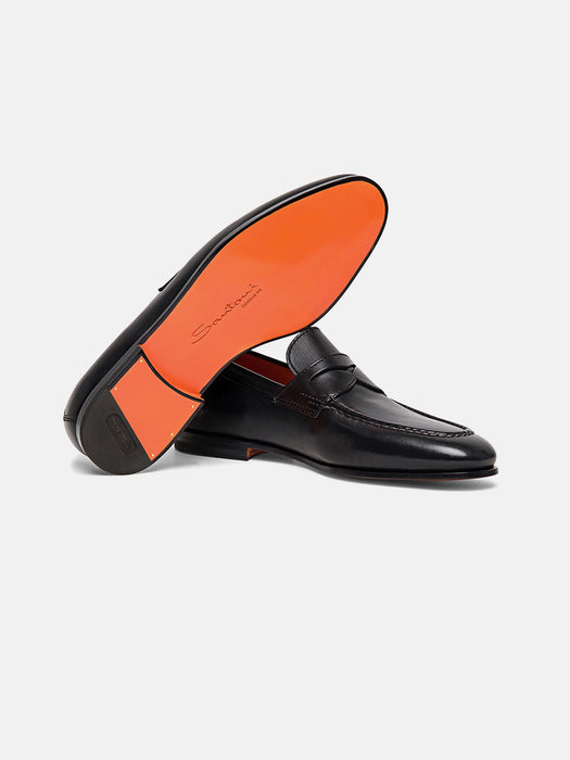 Santoni Penny Leather Loafers