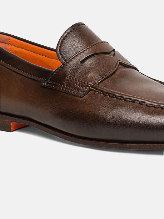 Santoni Penny Leather Loafers