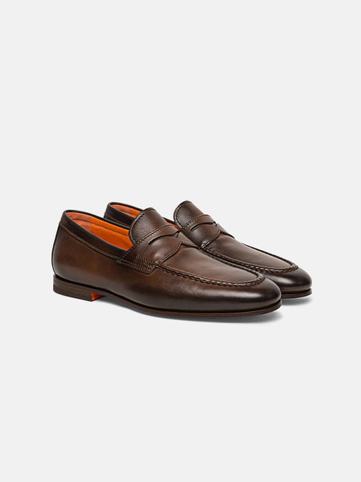 Santoni Penny Leather Loafers