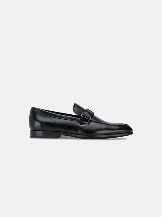 Tods T-Buckle Loafers in Black Calfskin