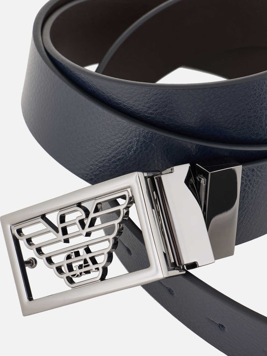 Armani Two-toned reversible leather belt with one side in palmellato leather