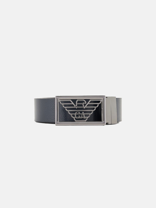 Armani Two-toned reversible leather belt with one side in palmellato leather