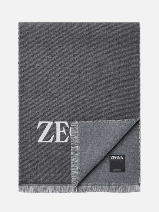 Zegna Grey Wool Scarf