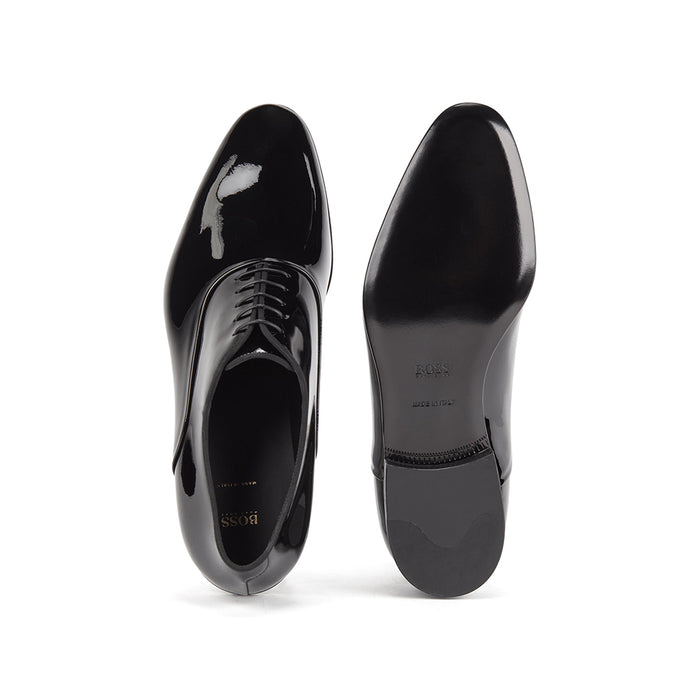 Boss Oxford shoes in patent leather with grosgrain piping