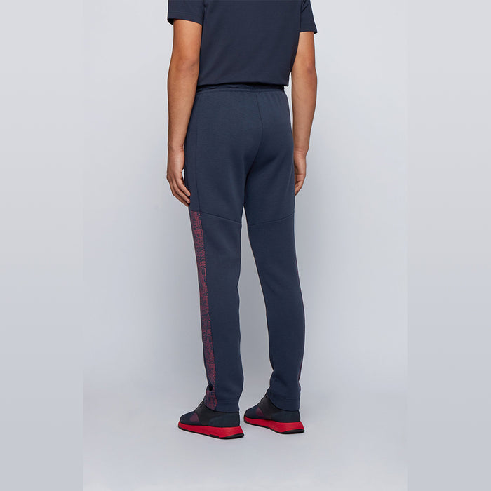 Boss Interlock-jersey tracksuit bottoms with typographical-print side seams