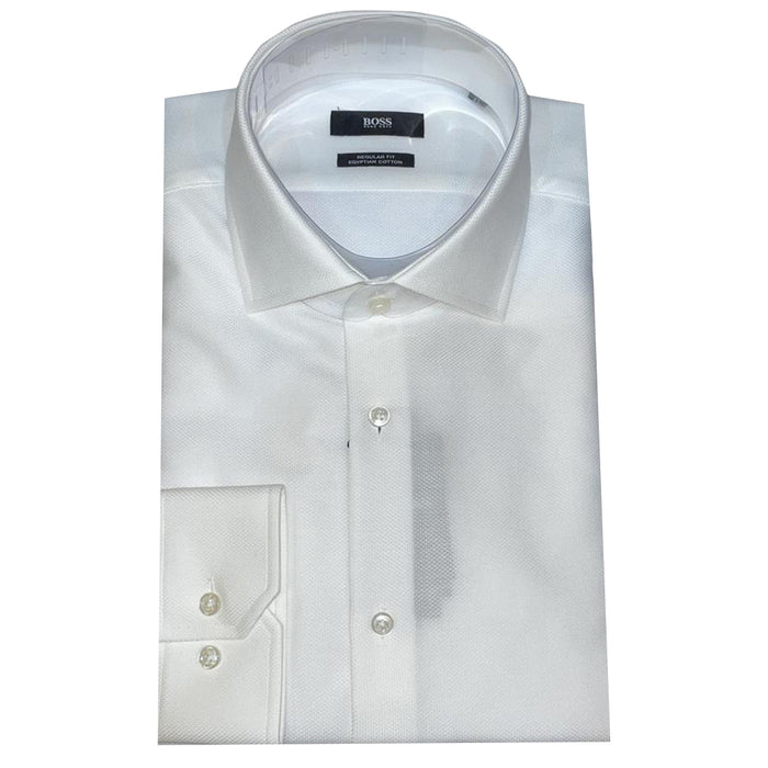 Boss White Egyptian Cotton Shirt in Regular Fit