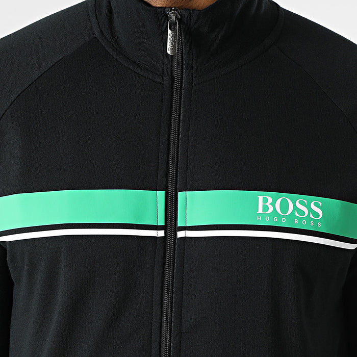Boss Cotton loungewear jacket with logo and stripe - TB0975