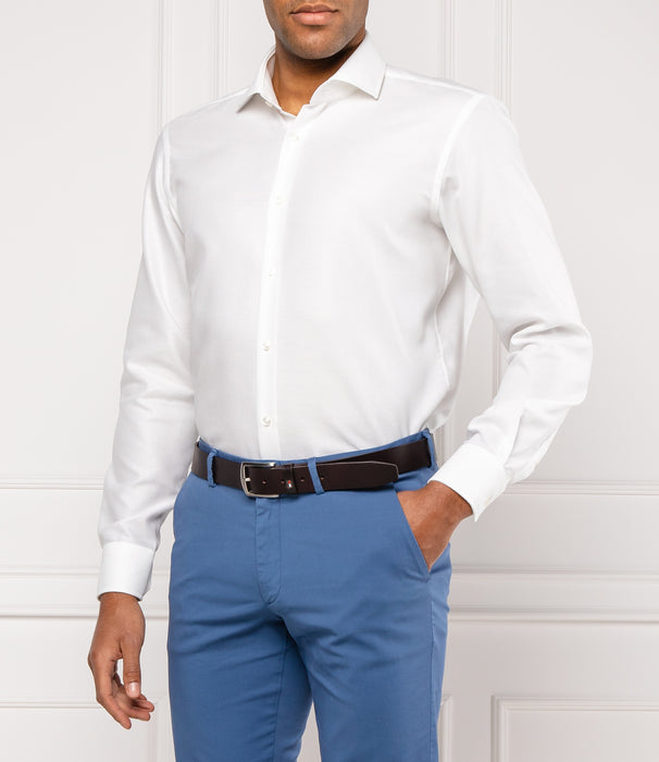 Boss White Egyptian Cotton Shirt in Regular Fit
