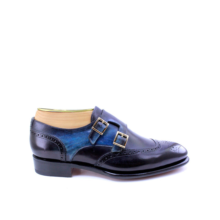 Santoni Leather Double-Buckle Shoes-TB0582