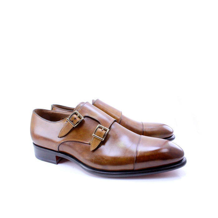 Santoni Leather Double-Buckle Shoes-TB0110