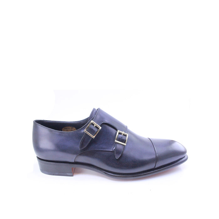 Santoni Leather Double-Buckle Shoes-TB0101