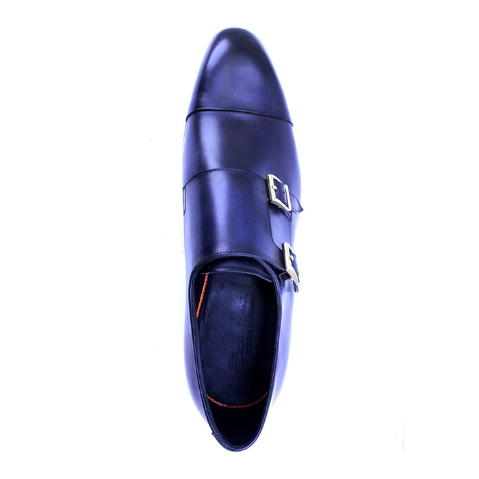 Santoni Leather Double-Buckle Shoes-TB0101