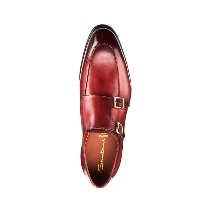 Santoni Leather Double-Buckle Shoes-TB1137