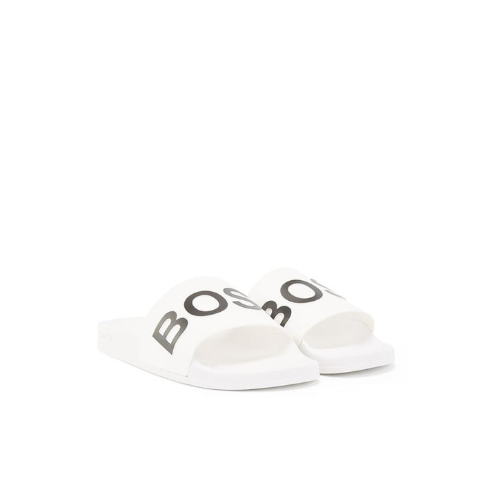 Boss Italian-made slides with logo strap and contoured sole - TB0286