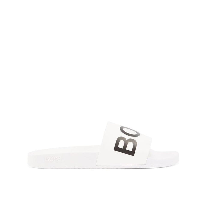 Boss Italian-made slides with logo strap and contoured sole - TB0286